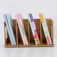 thumbnail image 2 of MIAO YUAN Desktop DIY Storage Bookshelf, Wooden CD Album Record Collection Rack, 4 Compartments Magazine Rack Folder Organizer, Book Shelf for Office Study Home, 2 of 7