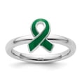 thumbnail image 3 of Auriga Fine Jewelry 925 Sterling Silver Green Enameled Awareness Ribbon Ring for Women Size 7, 3 of 6