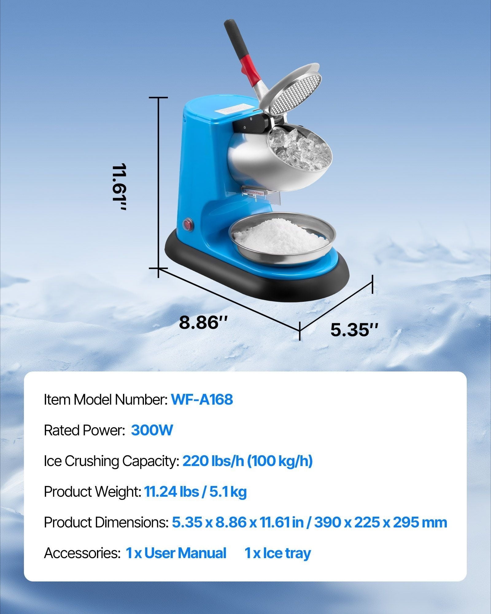 CAFORKP 220LBS/H Commercial Ice Crusher, Electric Shaved Ice & Snow Cone Maker