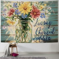 Patifu Flowers Mason Jar Tapestry Wall Hanging Unique Style Graphic Tapestries Home Wall Decor Art for Living Room Bedroom Apartment Farmhouse Dorm 40x30inch