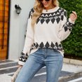 thumbnail image 1 of Cardigan Long Femme Mode Décontractée Rétro Impression Couleur Tricot Manches Longues Col Roulé Chandail Cardigans pour Femmes en Liquidation, 1 of 5