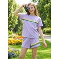 thumbnail image 4 of Girls 2 Piece Outfits Set Girl Casual T Shirt and Kids Rainbow Shorts Summer Clothes for Girls 7-14Y, 4 of 7