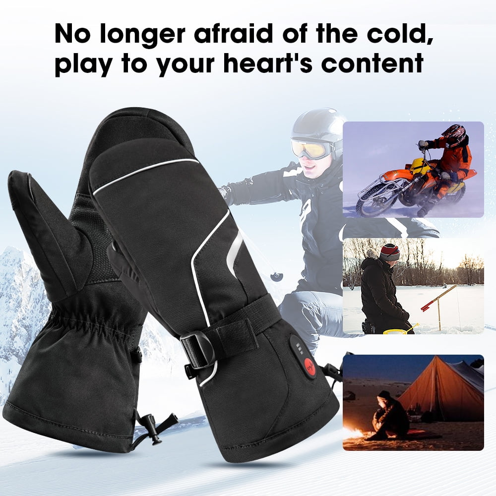 Sun Will 7.4V 2200 mAh Rechargeable Battery Heated Gloves, Unisex Warmth Ski Mittens XS-2XL