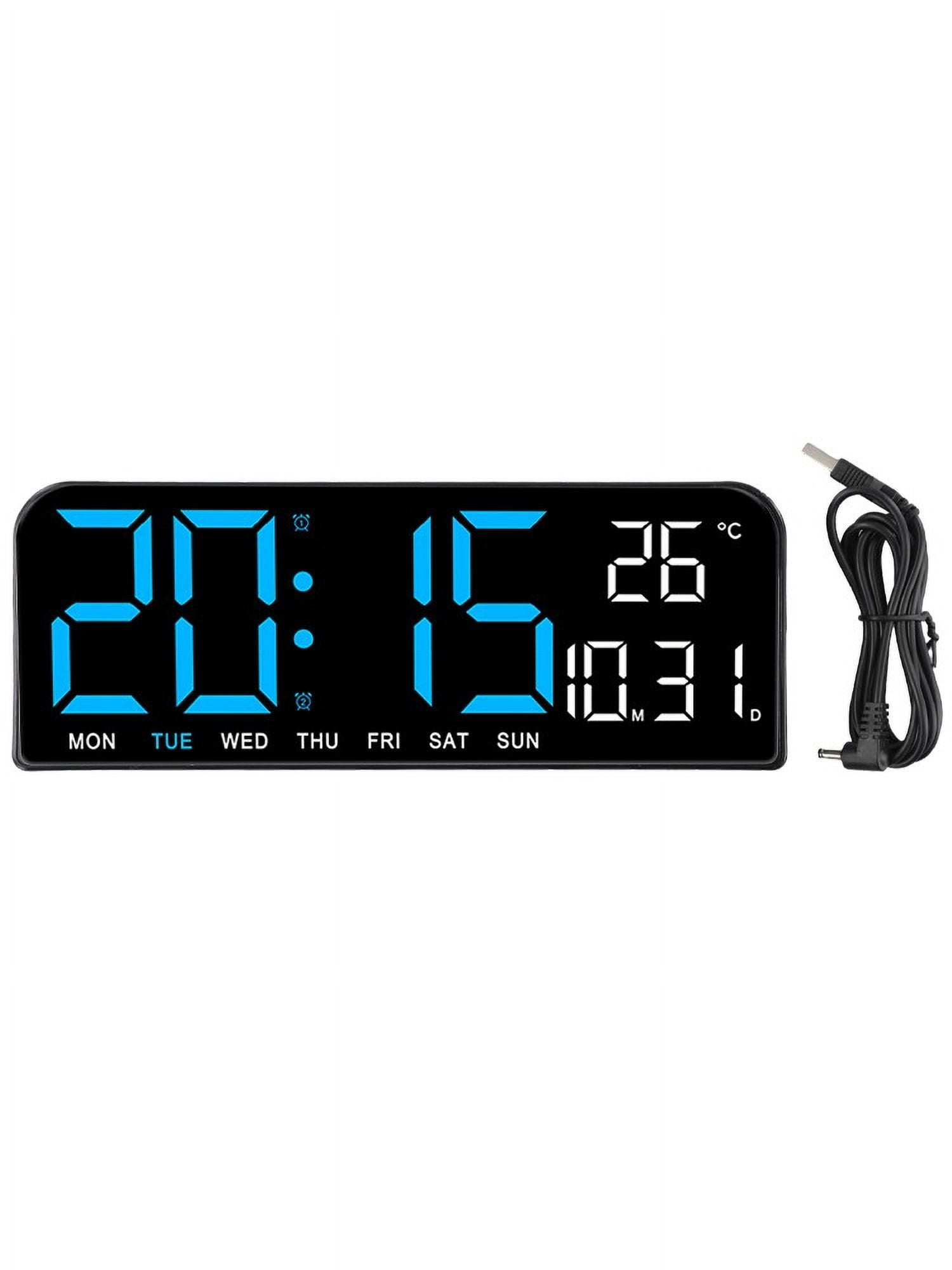 KDJ Large Screen 24*9cm Alarm Clock with Temperature and Timer for Versatile