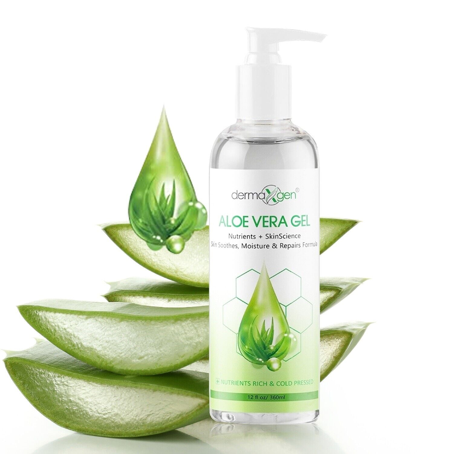 PURE ALOE VERA SOOTHING GEL MOISTURIZER, ANTI AGING,8.5 FLOZ /12 FL OZ ...