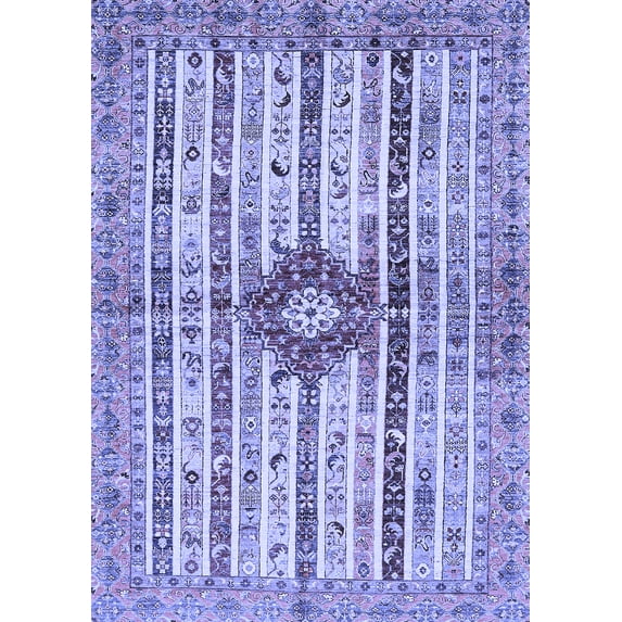 Ahgly Company Machine Washable Indoor Rectangle Abstract Blue Modern Area Rugs, 8' x 12'