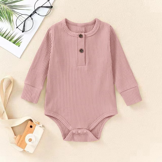 Ropa cómoda para bebés de color sólido, de manga larga, para gatear, de algodón para niños.