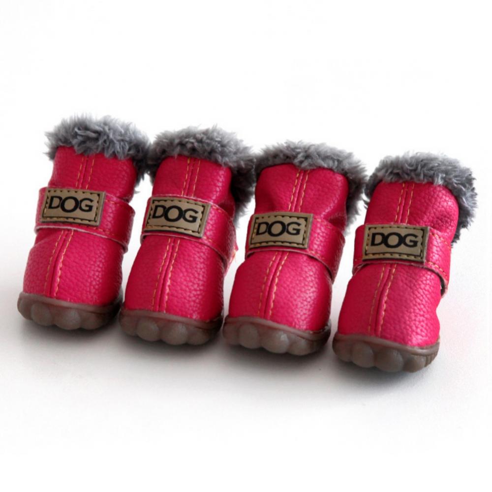 4PCS Pet Dog Warm Shoes Dog Snow Boots Windproof for Small Medium Dog Cats Chihuahua Waterproof