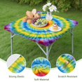 thumbnail image 4 of Rainbow Tie Dye Mandala Pattern Square Fitted Tablecloth with Elastic Edge,Square Table Cover,Washable Elastic Table Cover for Home Kitchen Party Decor 34"x34", 4 of 6