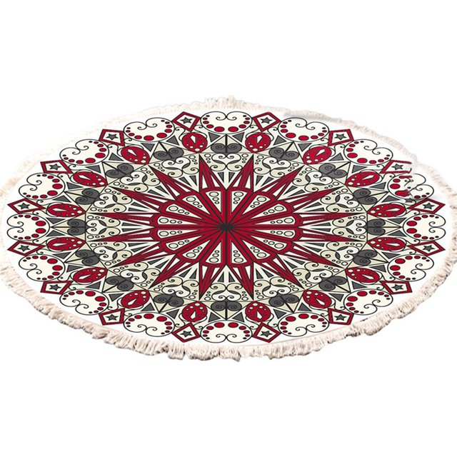 kurtrusly Polyester Anti-skid Carpet With Tassel Soft Texture No Loose Thread Carpet Retro Carpet Boho No.5