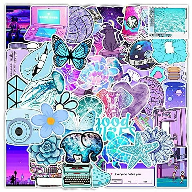 103PCS Blue Purple Sticker Pack, Funny and Cute Stickers for Teenagers,  Girls, Boys, Adults, Vinyl Waterproof and Durable Laptop Sticker Decals. 