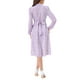 thumbnail image 3 of Vestido Floral de Manga Larga con Escote en V, Plisado y Fluido para Mujer, Midi de Verano, Talla XL, Púrpura Claro, 3 of 5