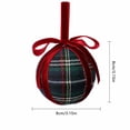 thumbnail image 2 of Velvet Christmas Ball Ornament with Plaid Pattern and Bowknot, Red Checkered Design for Christmas Tree Decor, Hanging Decoration, 2 of 3