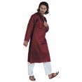 thumbnail image 2 of Atasi Menâ€™s Henley Solid Long Sleeve Kurta Mandarin Collar Ethnic Long Wear, 2 of 7