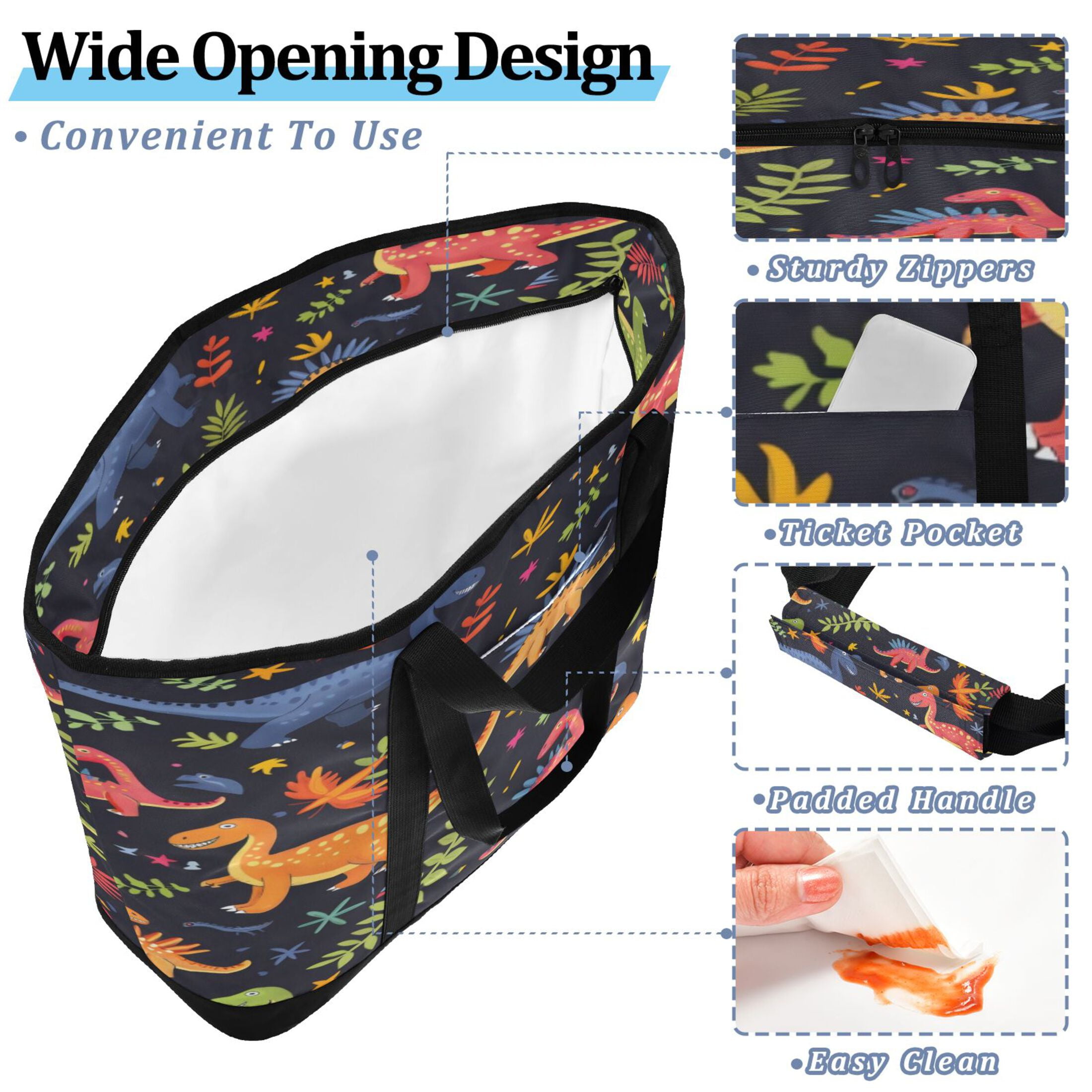 Large Hand-held Ice Pack Picnic Bag Insulation and Refrigeration Suitable for Shopping Picnics and Camping Cartoon Dinosaur