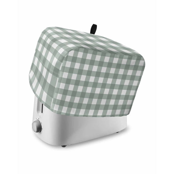 Fsddascl Green Farmhouse Toaster Cover 2 Slice, Small Kitchen Appliance Covers, Buffalo Plaid Check Lattice White Grid Toaster Oven Cover with Loop, Bread Machine Cover Dust Cover Protection