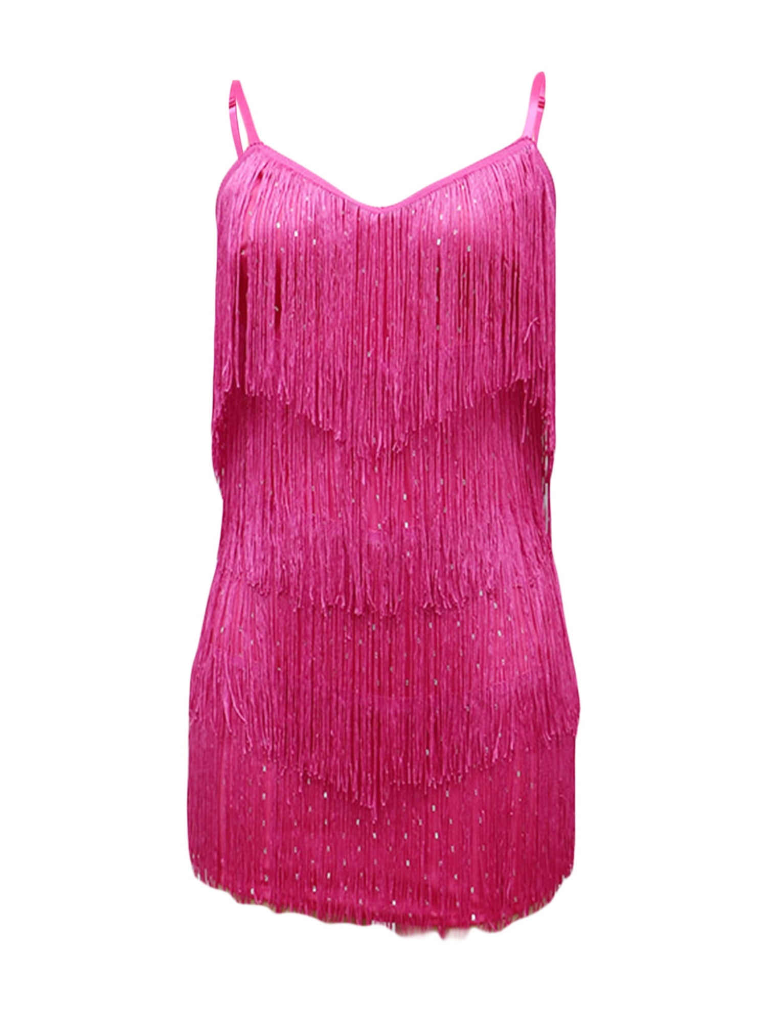 Sparkly Fringe Dress for Women Sequin Tassel Sexy V Neck Sleeveless Sling Cocktail Evening Mini