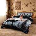thumbnail image 3 of meiyoeat Jungle Animal Deer Duvet Cover Queen For Kids,Rustic Farmhouse Cabin Queen Bedding For Boys,Black Reversible,3pcs(No Comforter), 3 of 6