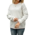 thumbnail image 3 of Women'S Long Sleeve Round Neck Pullover Sweater Bowknot Backless Knit Tops White L, 3 of 9