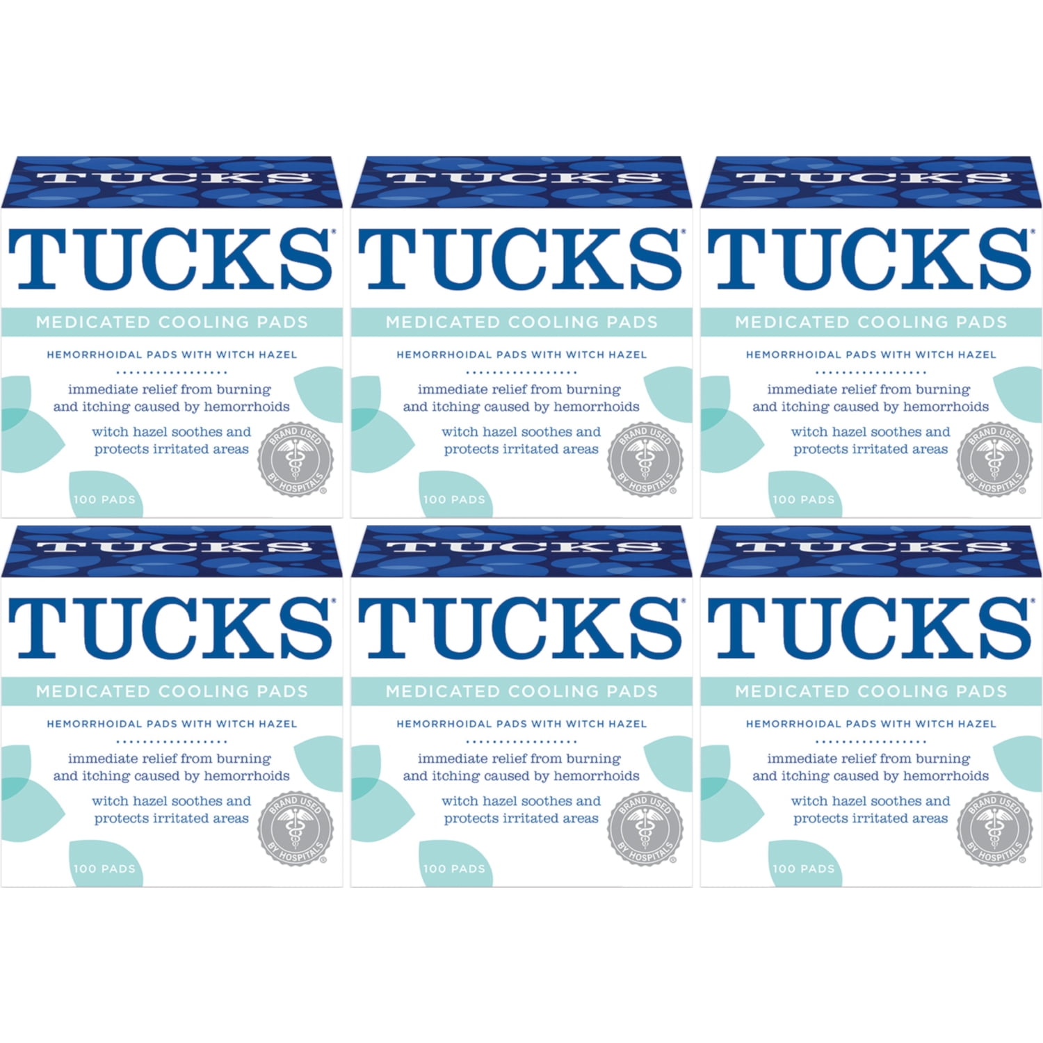 6 Pack TUCKS Medicated Cooling Pads 100 Each