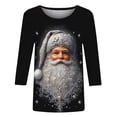thumbnail image 5 of LiMoi Women's 3/4 Sleeve Holiday Santa Print Shirt Round Neck Breathable Top for Christmas Gatherings Tees Tshirts Blouse T-Shirt My Items, 5 of 6