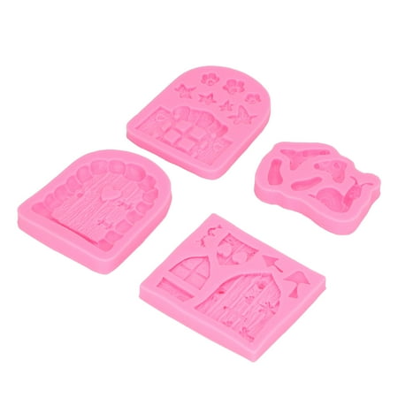 

Loewten 4PCS Enchanted Vintage Fairy Garden Silicone Door Mushroom Flower Pattern Chocolate Molds For Home Bakery Fairy Fondant Fairy Cake