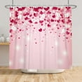 thumbnail image 5 of Hearts Shower Curtain Pink Cherry Flowers Bathroom Curtain Set with Hooks, Happy Valentines Day Water Repellent Polyester Shower Curtain 72W x 72L inch, 5 of 6