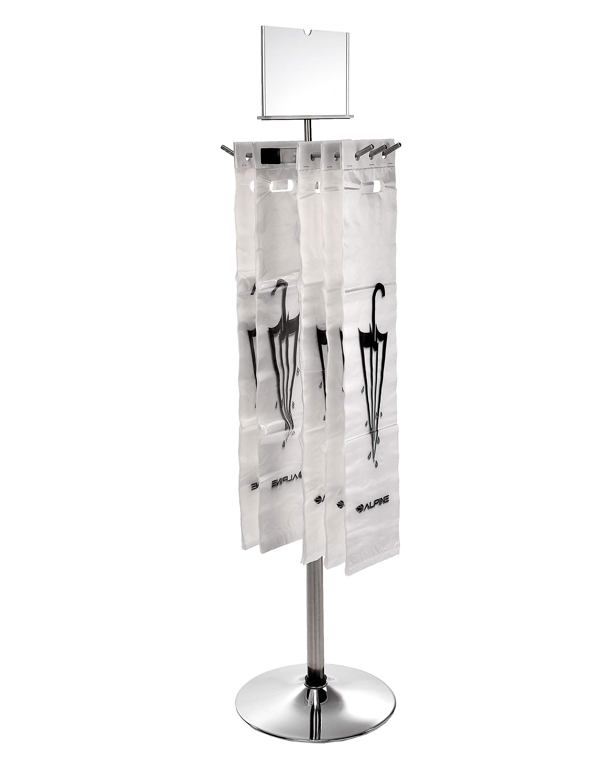 Alpine Wet Umbrella Bag Stand - Umbrella Bags Disposable with Stand, Wet Umbrella Bag Holder, Commercial Umbrella Holder with Free 100 Large Plastic Umbrella Bags Disposable (Stainless Steel)
