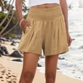 thumbnail image 2 of Aayomet Shorts de Week-End pour Femmes, Taille Confortable, Détails de Plage (Kaki, TTTG), 2 of 5