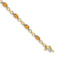 thumbnail image 1 of Diamond2Deal 14K Yellow Gold Citrine Diamond Infinity Bracelet 7inch for Women, 1 of 4