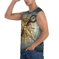 thumbnail image 3 of Lsque Vintage Compass Print Men's Cotton Blend Sleeveless Muscle Shirts (S-3XL)- Moisture Wicking, Odor Protection, UPF 30+,3X-Large, 3 of 8