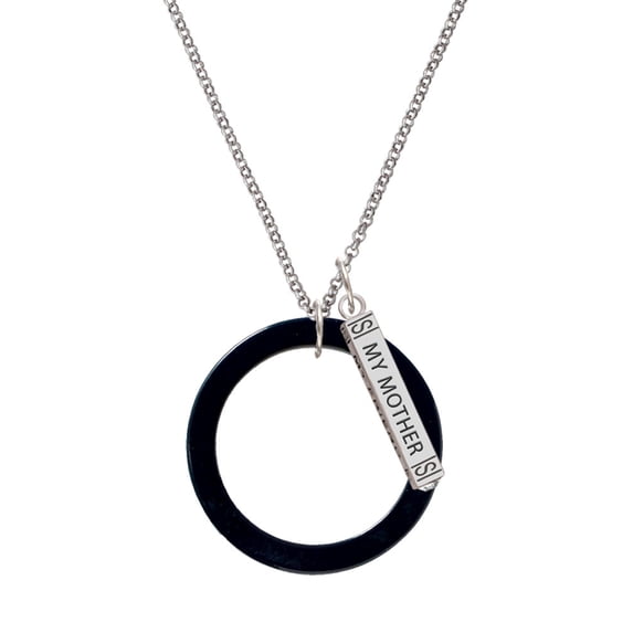 Delight Jewelry Acrylic 1 1/2" Ring Black Silvertone Always My Mother Bar Charm Necklace, 23"
