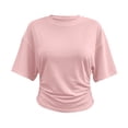 thumbnail image 6 of Dvprdro Womens Side Ruched Crew Neck T Shirts Short Sleeve Solid Color Slim Fit Casual Summer Tops, 6 of 8