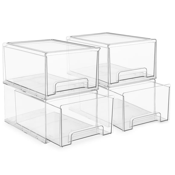 Gavetas organizadoras Sorbus, pequeñas, anchas y transparentes, paquete de 4