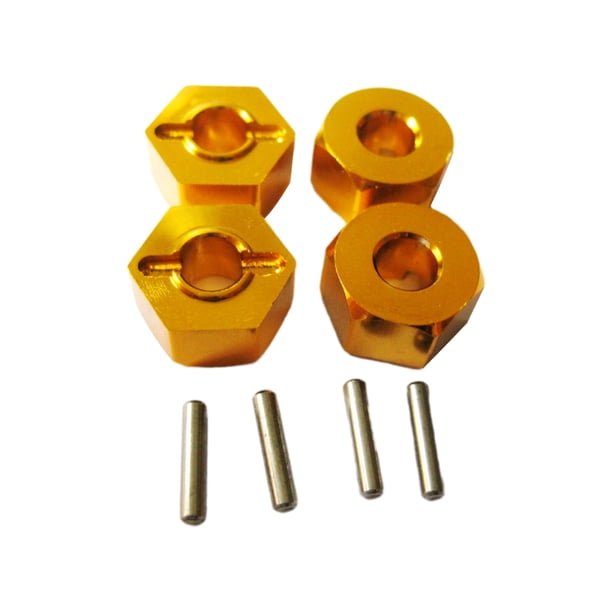 Adaptador hexagonal Bewildely rueda Aleación aluminio 4 piezas 5MM para AXIAL SCX10 amarillo