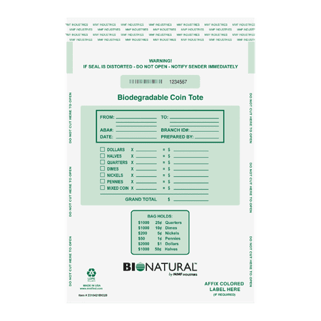 MMF Industries Security Coin Totes, 12" x 21", Clear, Pack Of 50