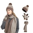 thumbnail image 2 of HNMKIU Knitted Scarf Hat Winter Warm Soft Textured Cold Weather Fashion Accessory Set Khaki - One Size, 2 of 4