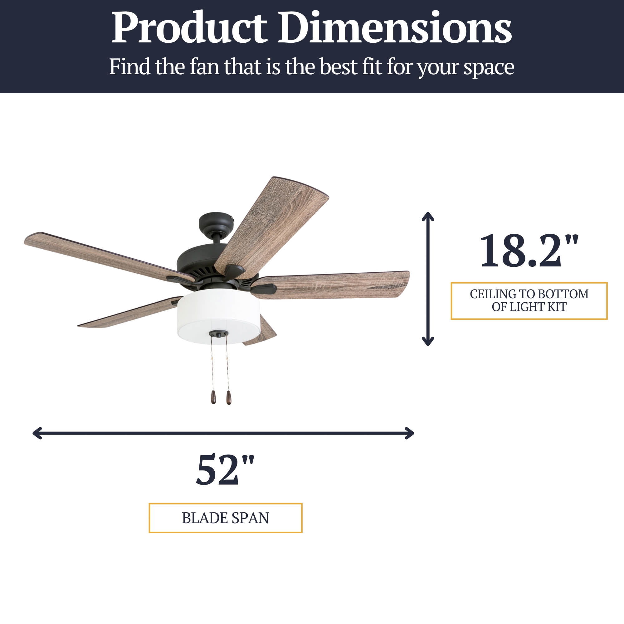Prominence Home Canoe Ridge 52" Bronze Farmhouse Ceiling Fan with 5 Blades, Linen Drum Shade, Pull Chains & Reverse Airflow
