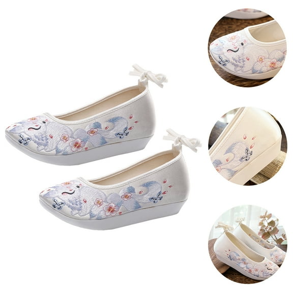 MLINS Women Ethnic Slope-heel Shoes Silk Hanfu Embroidered 's
