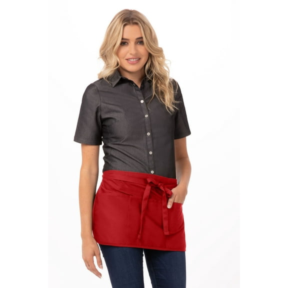 Chef Works Unisex Reversible Waitress Apron, Red, One Size