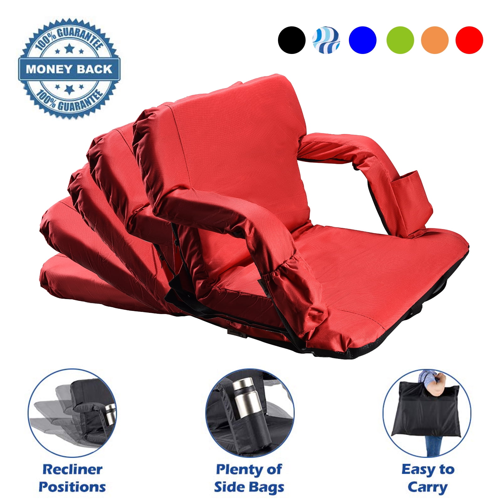 Stadium Seats For Bleachers With Backs Cushion and Arms Folding Wide XL Support 