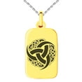 thumbnail image 1 of Stainless Steel Triskelion Odin's Horn Knot Viking Engraved Small Rectangle Dog Tag Charm Pendant Necklace, 1 of 1