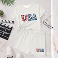 thumbnail image 6 of Mifsaly Kids Girls 4Th Of July 2 Piece Outfits Patriotic Sunflower American Flag Print T-Shirts and Shorts Casual independence Day Clothes, 6 of 6