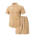 thumbnail image 4 of Frnrwgo 2 Piece Casual Set for Men Short Sleeve Button Down Shirts and Elastic Waist Drawstring Shorts Breathable Lightweight Summer Beach Outfits, 4 of 4
