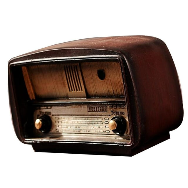 jifeng Vintage Radio Modèle Rétro Ornement Décoratif Résine Artisanat Table Marron