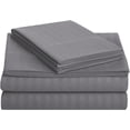 thumbnail image 1 of Juego de Sábanas de Microfibra 1800 Melocotton Rayadas Matrimoniales Gris Oxford, 1 of 3