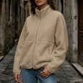 thumbnail image 6 of Fleece Jacket for Women Fashion Cozy Soft Stand Collar Zip Up Outerwear for Fall Winter Hiking & Daily Wear, 6 of 9
