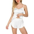 thumbnail image 5 of Dagugfen Pajama Sets for Women Satin Camisole Tops and Side Split Shorts Comfy Casual Loungewear Outfits, 5 of 6