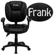 Flash Furniture Personalized Mid-Back Black LeatherSoft Multifunction Pillow Cushioned Ergonomic Task Office Chair with Arms