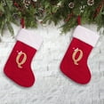 thumbnail image 5 of Luoshdecor Christmas Stockings with Initials Letter, 11.8" Soft Plush White Cuff Christmas Stockings，Gold Letter Knit Christmas Stocking , for Fireplace Party (Letter Q ), 5 of 6
